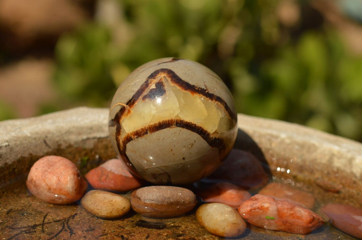 Polished Septarian (Calcite & Aragonite) Spheres x 6 From Mahajanga, Madagascar - TopRock