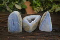 Polished Blue Lace Agate Standing Free Forms  x 3 From Nsanje, Malawi - Toprock Gemstones and Minerals