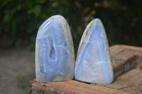 Polished Blue Lace Agate Standing Free Forms  x 3 From Nsanje, Malawi - Toprock Gemstones and Minerals
