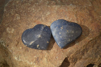 Polished  Blue Lazulite Gemstone Hearts  x 20 From Madagascar - Toprock Gemstones and Minerals