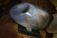 Polished Blue Lace Agate Standing Free Form  x 1 From Nsanje, Malawi - Toprock Gemstones and Minerals