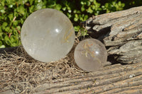 Polished Semi Optic Quartz Spheres x 2 From Madagascar - TopRock