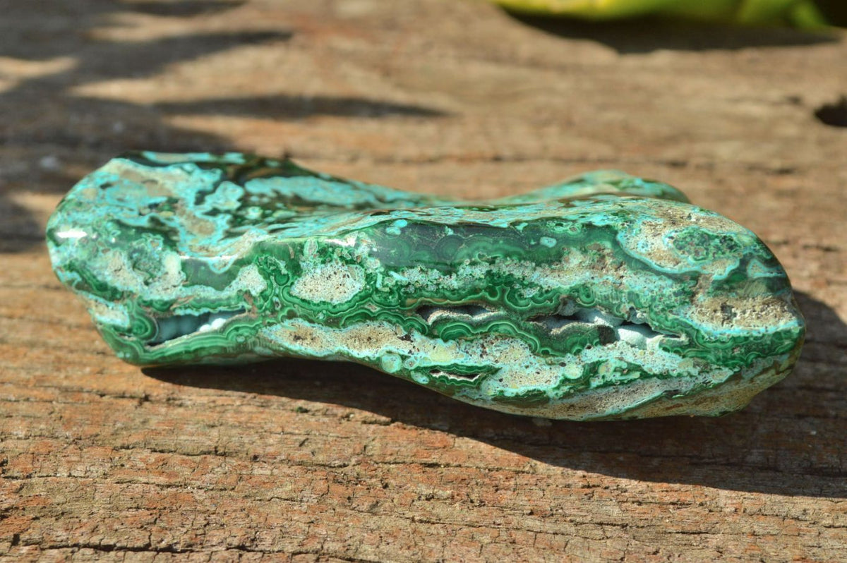 Polished Malacholla Free Forms With Stunning Flower Patterns & Crystalline Vugs x 4 From Congo - TopRock
