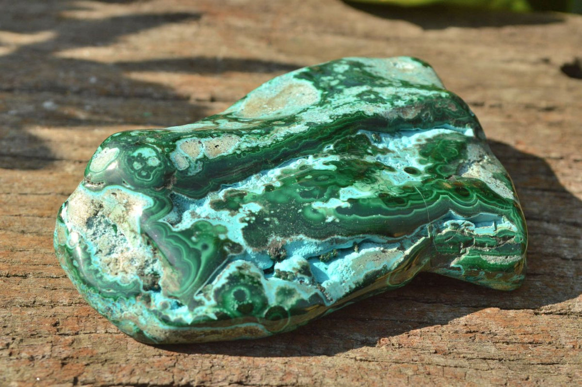 Polished Malacholla Free Forms With Stunning Flower Patterns & Crystalline Vugs x 4 From Congo - TopRock