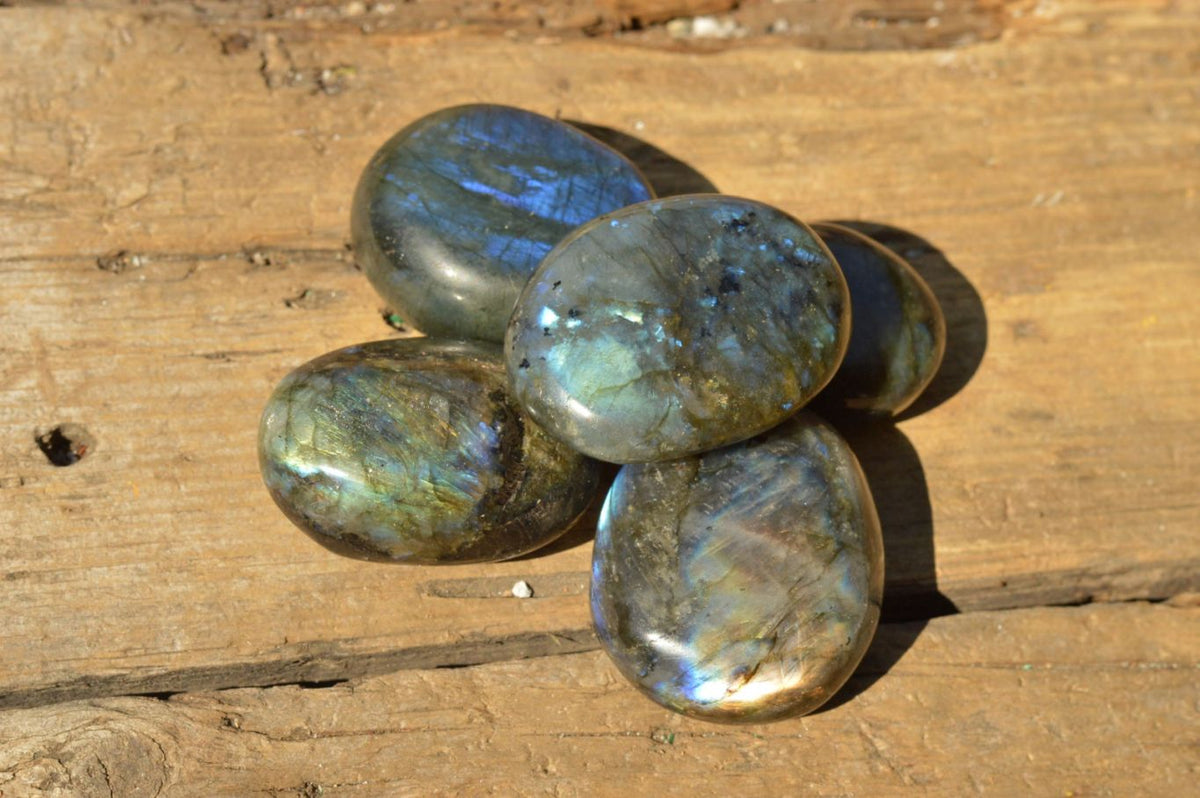 Polished Flashy Labradorite Palm Stones x 20 From Tulear, Madagascar - TopRock