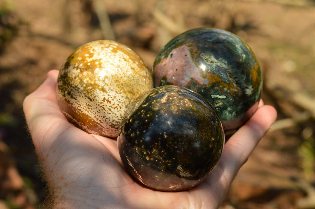 Polished Gorgeous Selection Of Orbicular Ocean Jasper Spheres x 4 From Madagascar - TopRock
