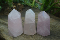 Polished Gemmy Pink Rose Quartz Points  x 3 From Madagascar - Toprock Gemstones and Minerals