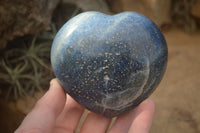 Polished  Blue Lazulite Gemstone Hearts  x 4 From Madagascar - Toprock Gemstones and Minerals