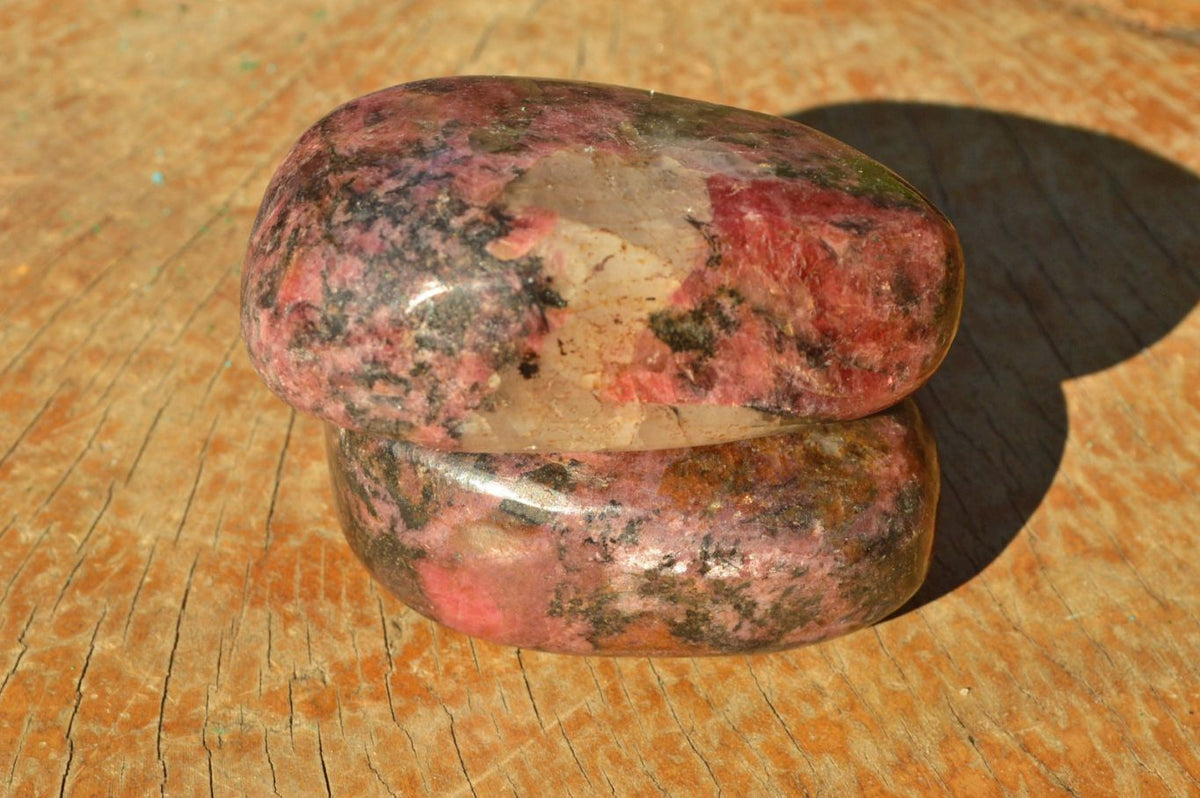 Polished Pink Rhodonite, Quartz, Chromite Free Forms (Odd Calcite Inclusion) x 6 From Rushinga, Zimbabwe - TopRock