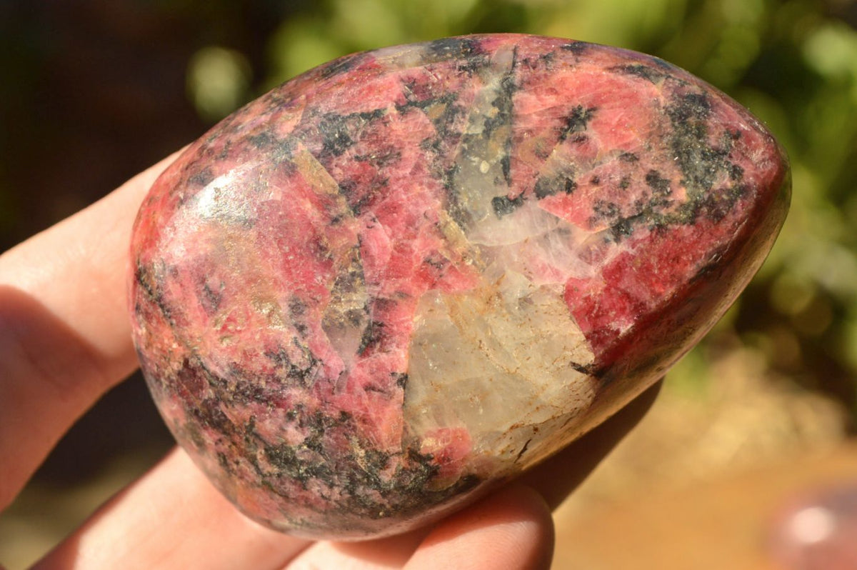 Polished Pink Rhodonite, Quartz, Chromite Free Forms (Odd Calcite Inclusion) x 6 From Rushinga, Zimbabwe - TopRock