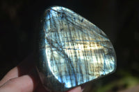 Polished Labradorite Standing Free Forms With Blue & Gold Flash  x 3 From Tulear, Madagascar - Toprock Gemstones and Minerals
