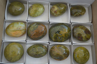 Polished Green Opal Palm Stones  x 12 From Antsirabe, Madagascar - Toprock Gemstones and Minerals