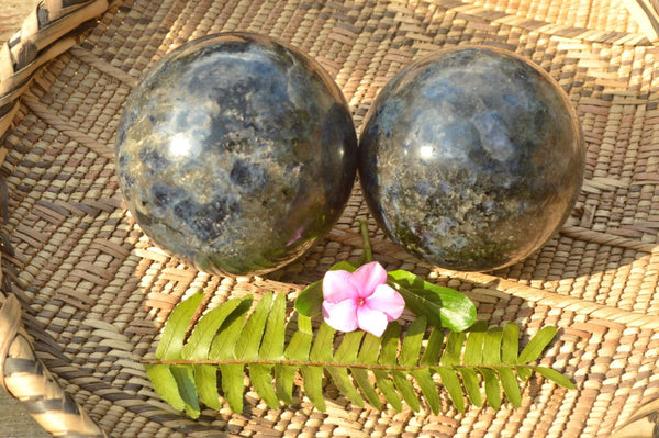 Polished Iolite Water Sapphire Spheres x 2 From Madagascar - TopRock