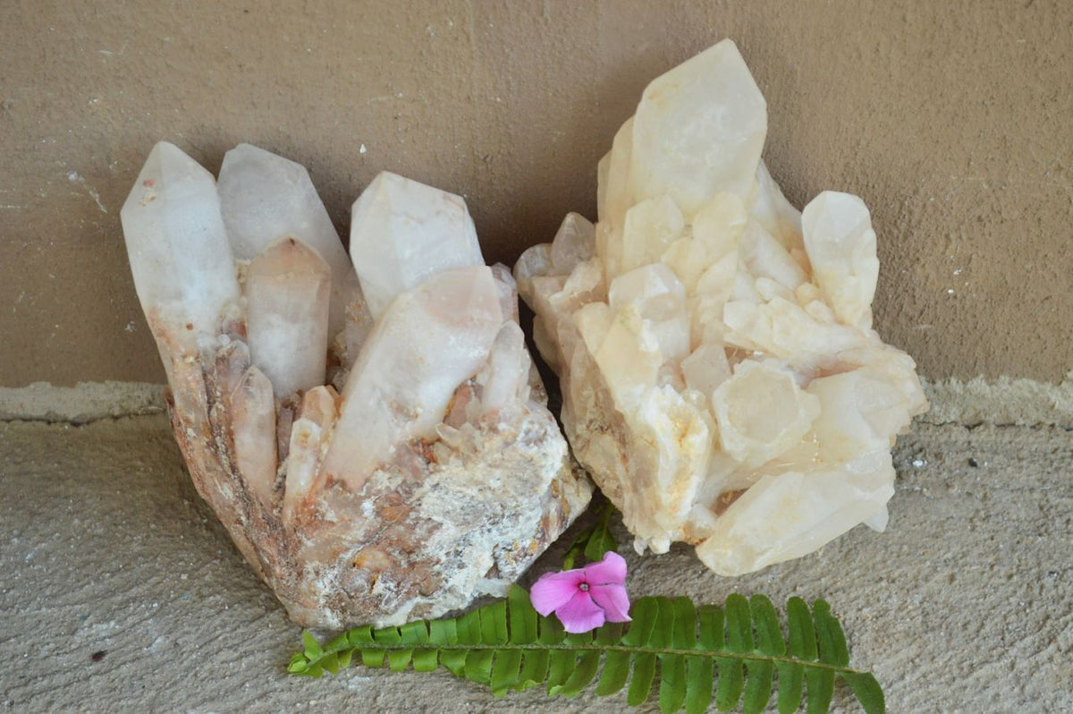 Natural Candle Quartz Crystal Clusters x 2 From Madagascar - TopRock