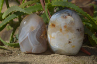 Polished Mixed Agate Standing Free Forms  x 6 From Madagascar - Toprock Gemstones and Minerals
