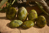 Polished  Green Opal Standing Free Forms  x 6 From Madagascar - Toprock Gemstones and Minerals