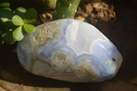 Polished Blue Lace Agate Standing Free Forms  x 2 From Nsanje, Malawi - Toprock Gemstones and Minerals