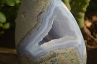 Polished Blue Lace Agate Standing Free Forms  x 2 From Nsanje, Malawi - Toprock Gemstones and Minerals