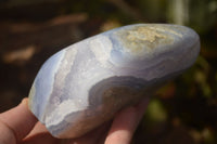 Polished Blue Lace Agate Standing Free Forms  x 2 From Nsanje, Malawi - Toprock Gemstones and Minerals