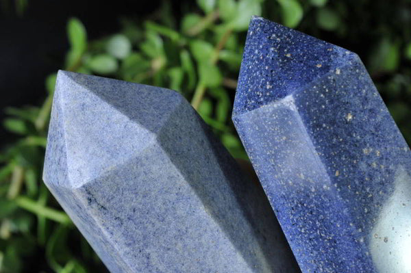 Polished Lazulite (Magnesium, Iron, and Aluminium Phosphate) Crystal Points x 2 From Madagascar - TopRock