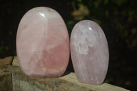 Polished Pink Rose Quartz Standing Free Forms x 2 From Antsirabe, Madagascar - Toprock Gemstones and Minerals