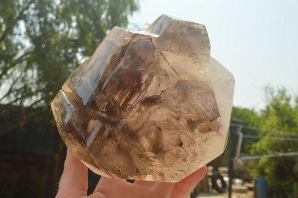 Polished Cascading Smokey Window Quartz Crystal  x 1 From Akansobe, Madagascar - TopRock