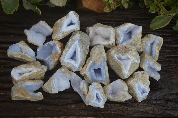 Natural Blue Lace Agate Geode Specimens  x 24 From Malawi - Toprock Gemstones and Minerals 