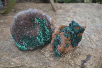 Natural Rare Ball Malachite On Quartz & Dolomite Specimens x 2 From Kambove, Congo - Toprock Gemstones and Minerals
