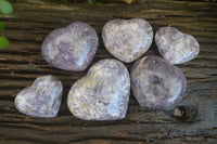 Polished Purple Lepidolite Hearts  x 6 From Ambatondrazaka, Madagascar - Toprock Gemstones and Minerals