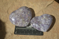 Polished Purple Lepidolite Hearts  x 6 From Ambatondrazaka, Madagascar - Toprock Gemstones and Minerals