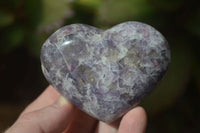 Polished Purple Lepidolite Hearts  x 6 From Ambatondrazaka, Madagascar - Toprock Gemstones and Minerals