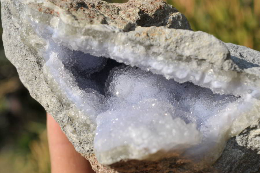 Natural Blue Lace Agate Geodes, Plates & Crystalline Vug Specimens x 3 From Malawi - TopRock