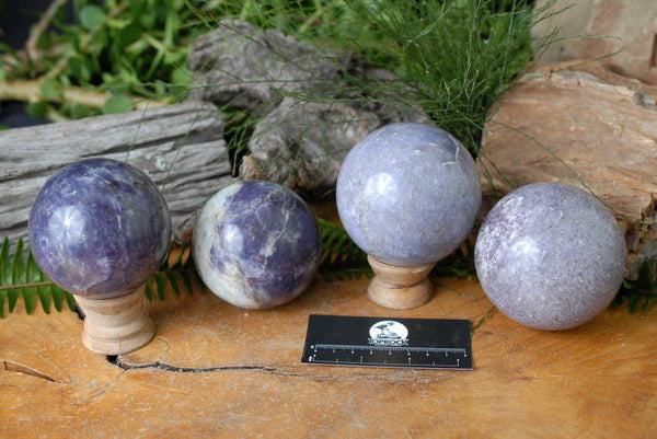 Polished Lepidolite Spheres x 2 With Pink Tourmaline x 4 From Madagascar - TopRock