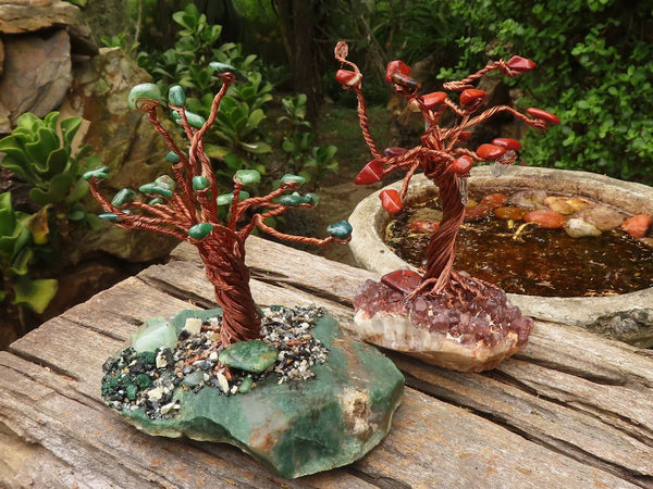 Polished Mixed Hand Made Gemstone Trees  x 2 From Southern Africa - TopRock