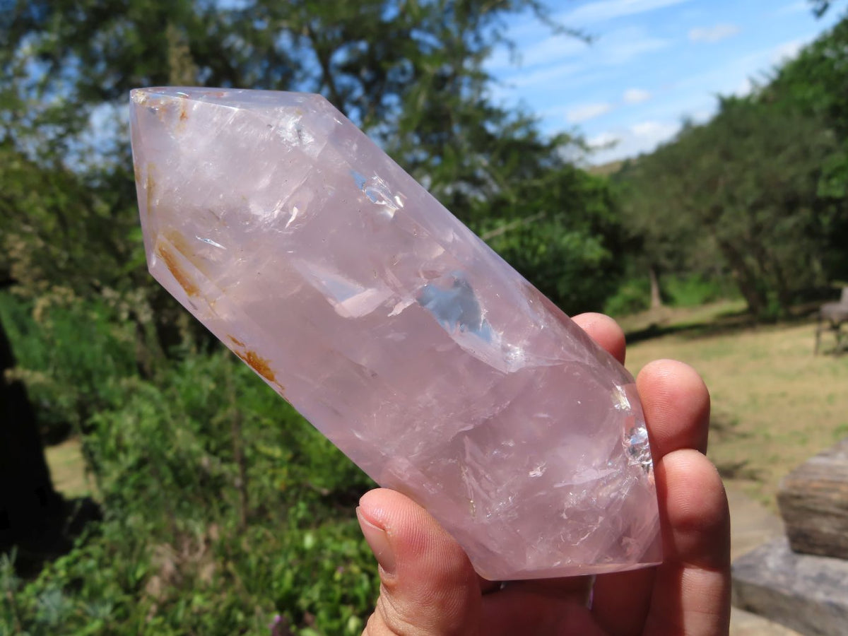 Polished Double Terminated Gemmy Rose Quartz Points x 6 From Madagascar - TopRock