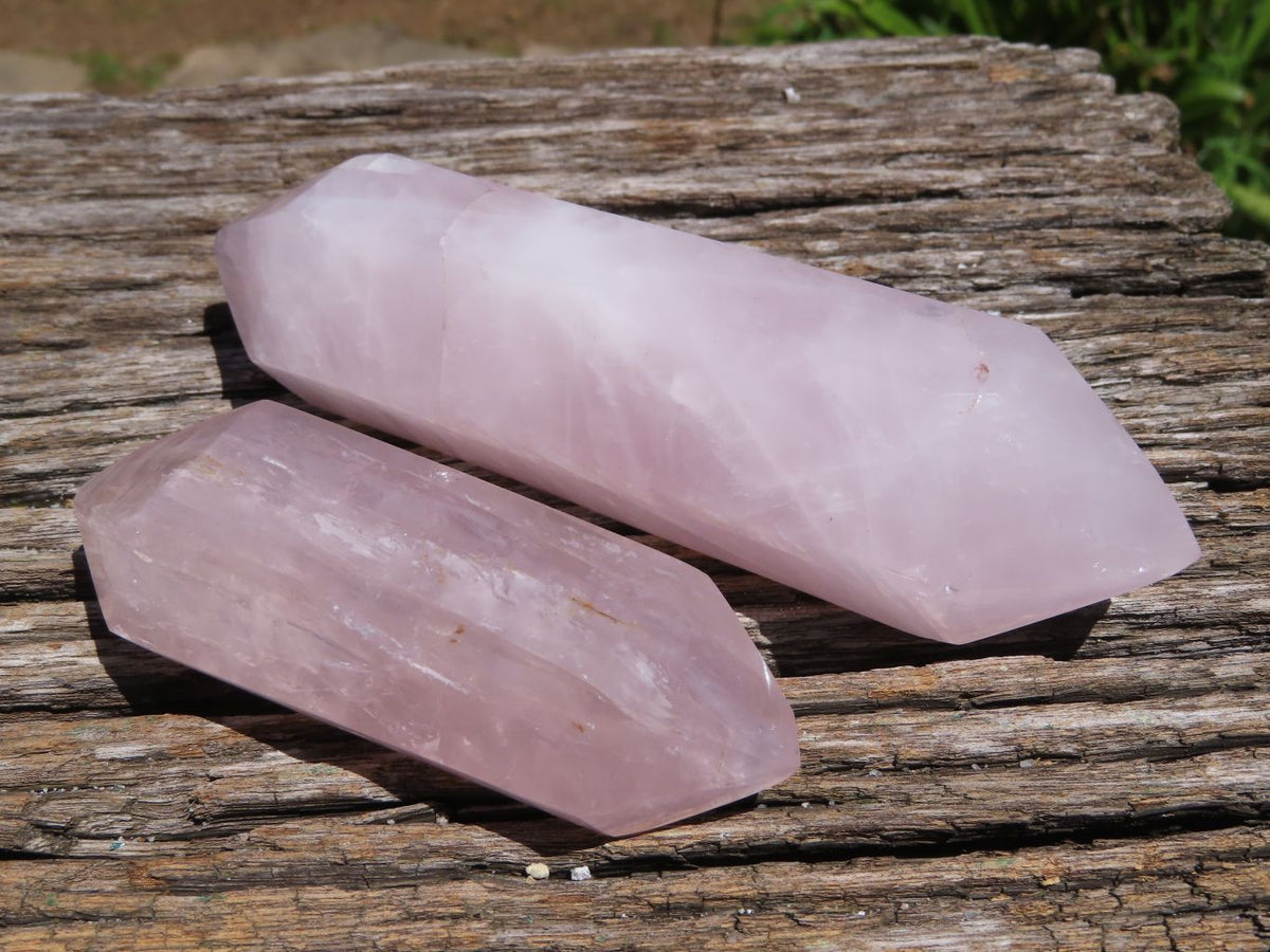 Polished Double Terminated Gemmy Rose Quartz Points x 6 From Madagascar - TopRock