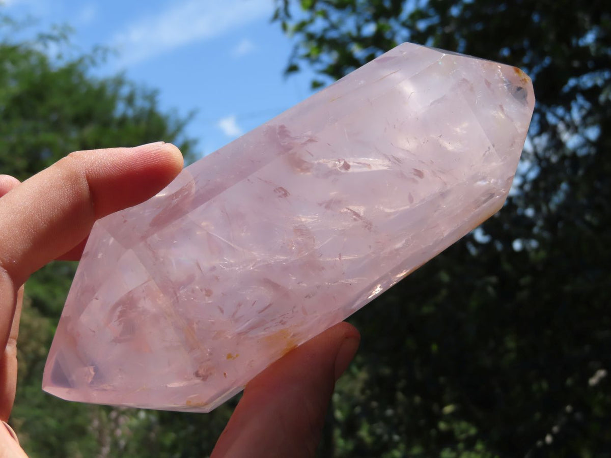 Polished Double Terminated Gemmy Rose Quartz Points x 6 From Madagascar - TopRock