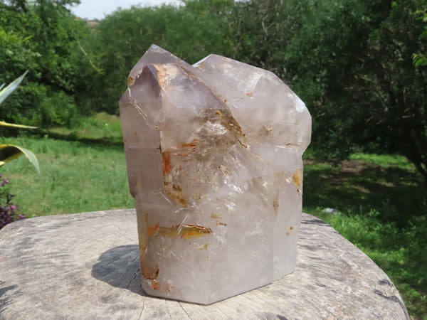 Polished Extra Large Triple Headed Smokey Window Sceptre Quartz Crystal x 1 From Akansobe, Madagascar - TopRock
