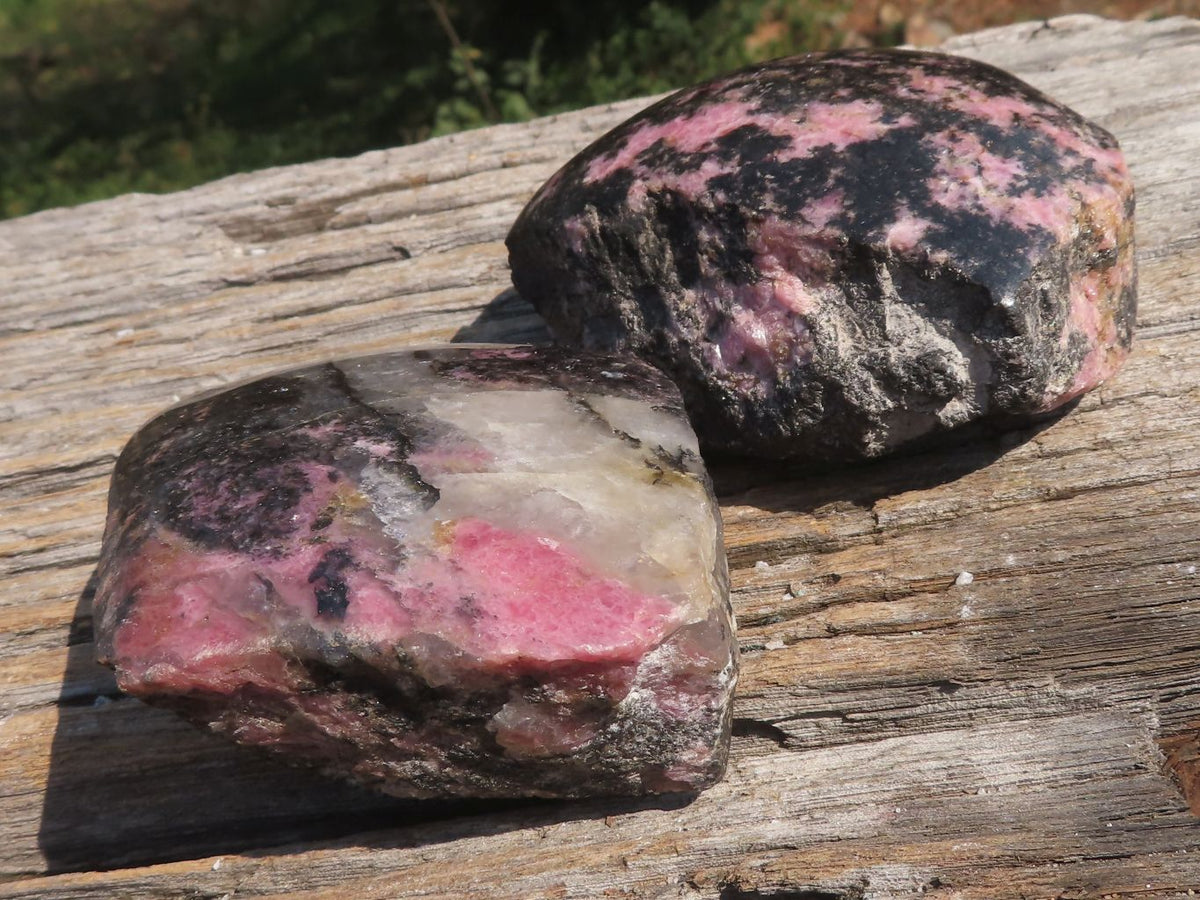 Polished Half Polished Rhodonite Free Forms x 4 From Ambindavato, Madagascar - TopRock