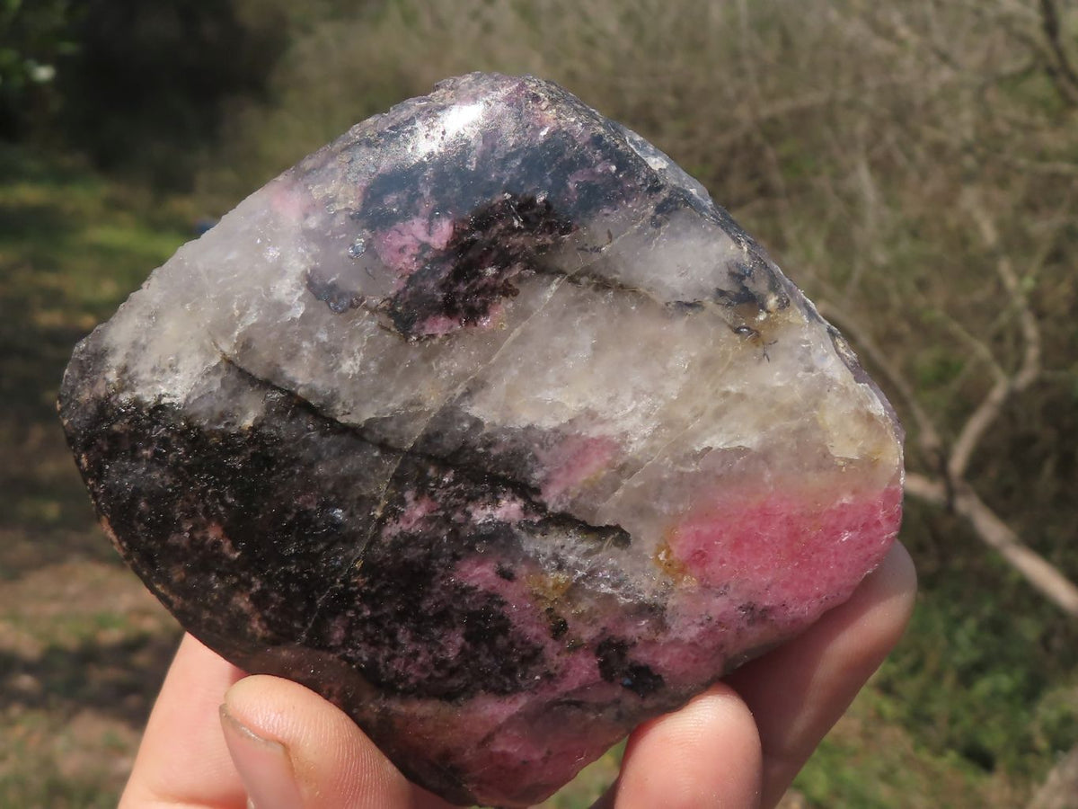 Polished Half Polished Rhodonite Free Forms x 4 From Ambindavato, Madagascar - TopRock