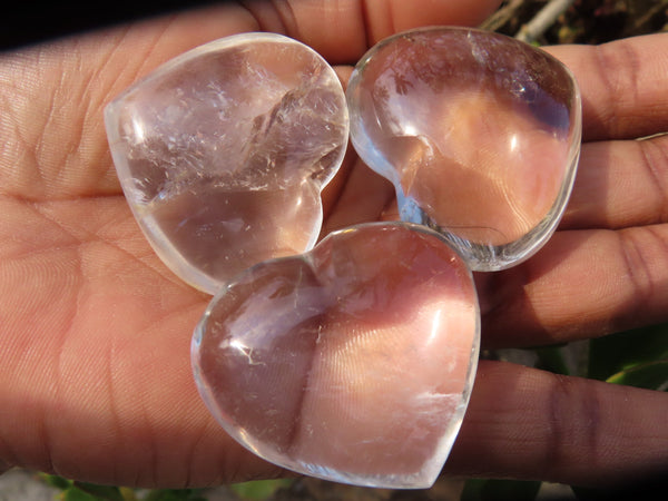 Polished Clearly Rock Crystal Quartz Gemstone Hearts - sold per 500 g from Madagascar - TopRock