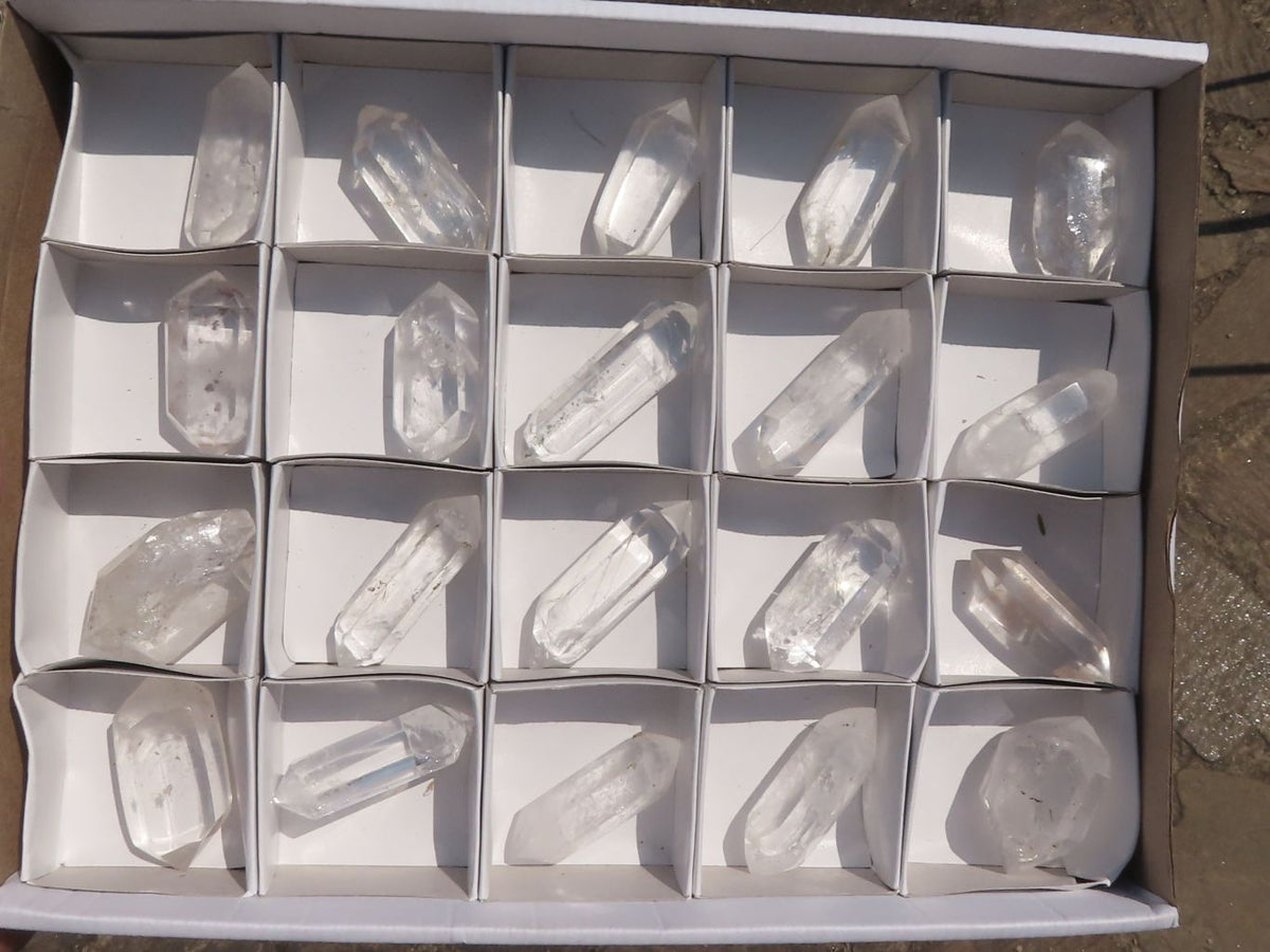 Polished Double Terminated Semi Optic Quartz Crystals x 20 From Madagascar - TopRock