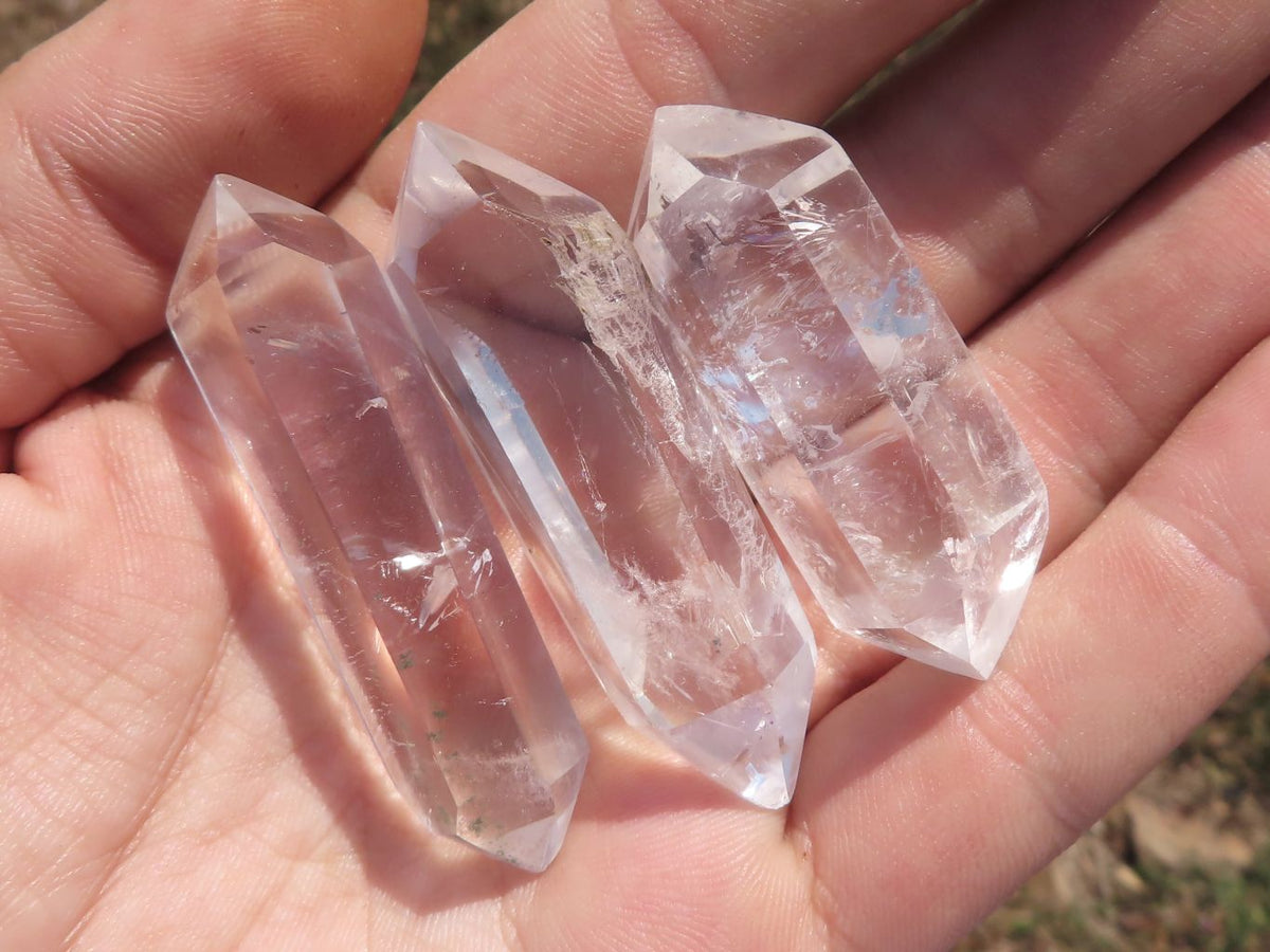 Polished Double Terminated Semi Optic Quartz Crystals x 20 From Madagascar - TopRock
