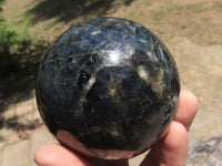 Polished Rare Iolite / Water Sapphire Spheres With Wooden Stands  x 4 From Madagascar - TopRock