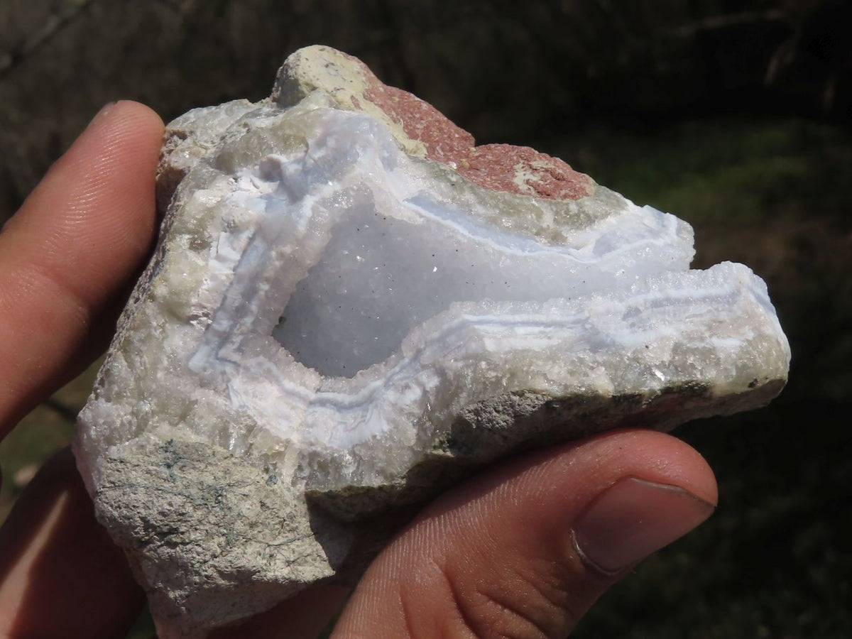 Natural Blue Lace Agate Geode Specimens x 12 From Nsanje, Malawi - TopRock