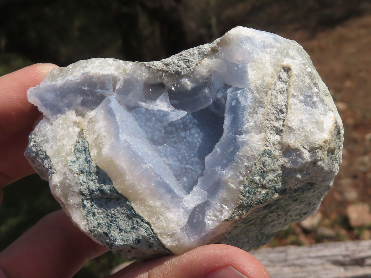 Natural Blue Lace Agate Geode Specimens x 12 From Nsanje, Malawi - TopRock