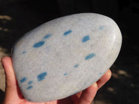 Polished Blue Spotted Spinel Quartz Standing Free Forms  x 2 From Madagascar - Toprock Gemstones and Minerals