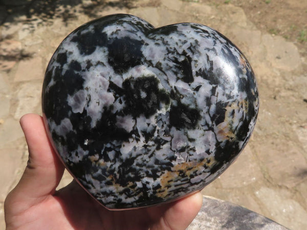 Polished Extra Large Gabbro / Merlinite Hearts  x 2 From Ambatondrazaka, Madagascar - TopRock