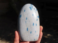 Polished Blue Spotted Spinel Quartz Standing Free Forms  x 2 From Madagascar - Toprock Gemstones and Minerals