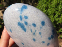 Polished Blue Spotted Spinel Quartz Standing Free Forms  x 2 From Madagascar - Toprock Gemstones and Minerals